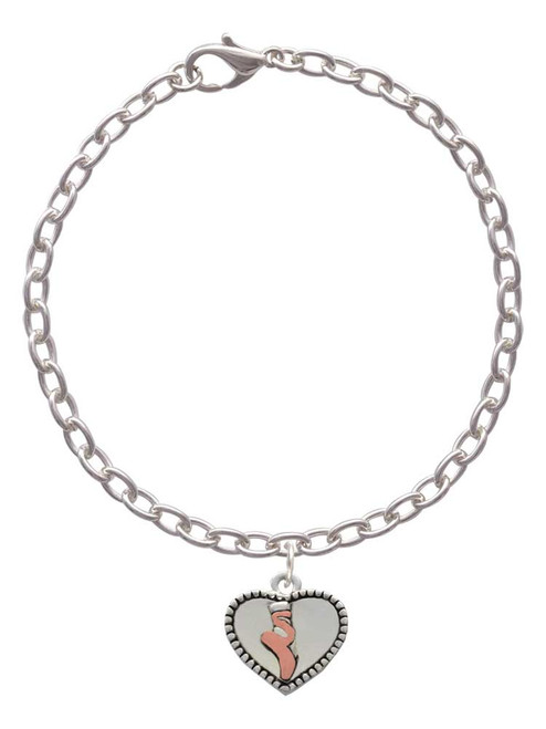 Ballet Shoe in Heart Charm Bracelet