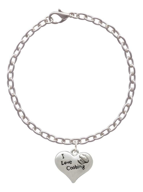 I love Cooking Heart with Chef Hat Charm Bracelet