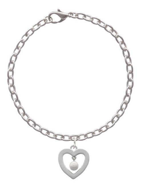 Open heart with Imitation Pearl Drop Charm Bracelet