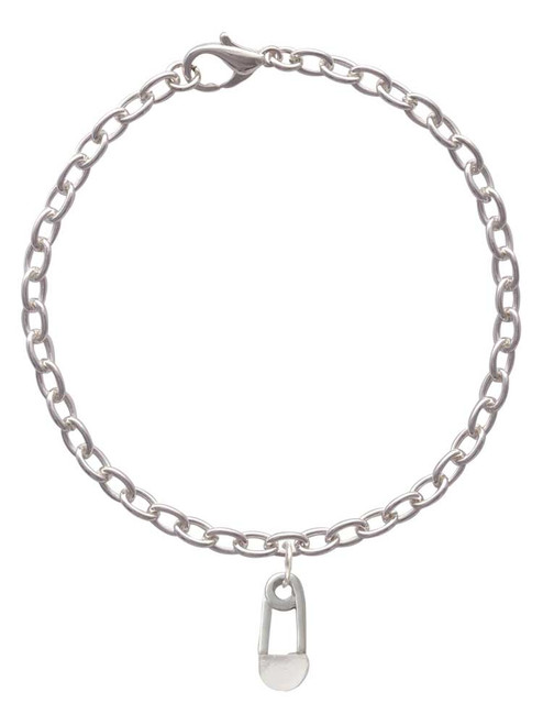 2-Sided Clear Frosted Baby Safety Pin Charm Bracelet