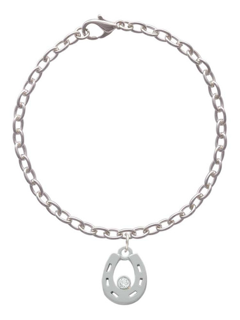 Horseshoe with Clear Crystal Charm Bracelet