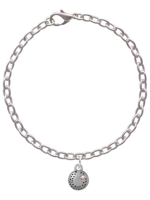 Mini Softball/Baseball with AB Crystal Charm Bracelet