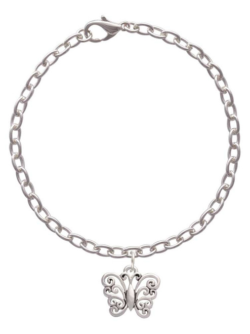 Filigree Curls Butterfly Charm Bracelet