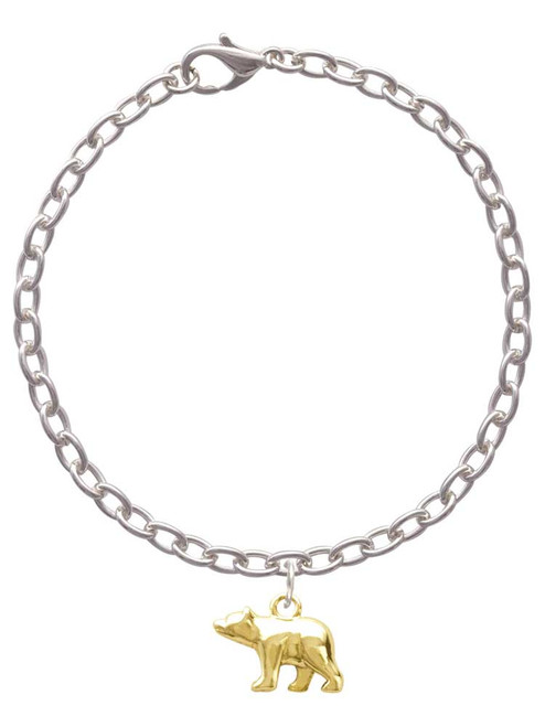 Gold Tone 3-D Bear Charm Bracelet