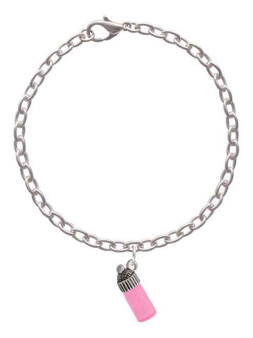 3-D Pink Baby Bottle Charm Bracelet