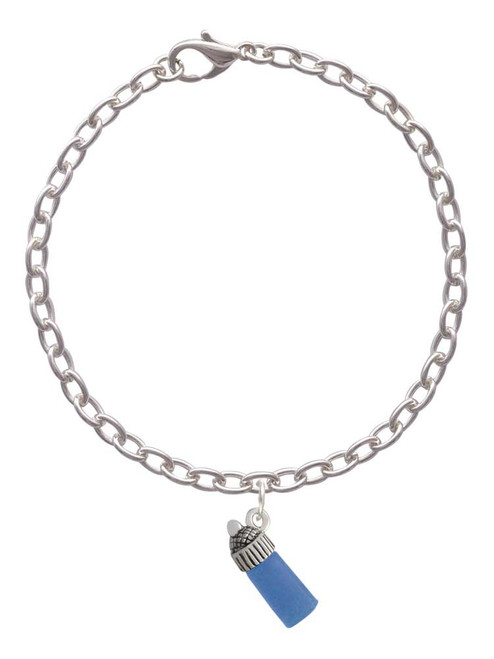 3-D Blue Baby Bottle Charm Bracelet