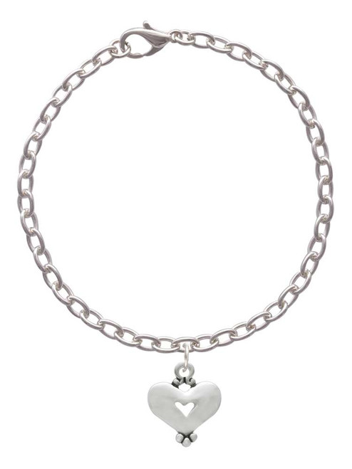 Large Heart with Cutout Charm Bracelet