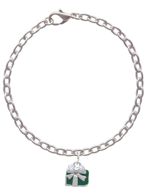Small Green Enamel Present Charm Bracelet
