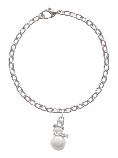 Imitation Pearl Snowman Charm Bracelet