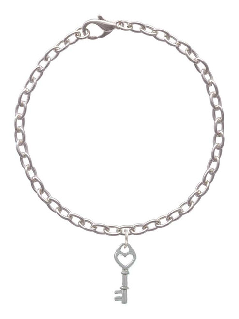 Open Heart Key Charm Bracelet