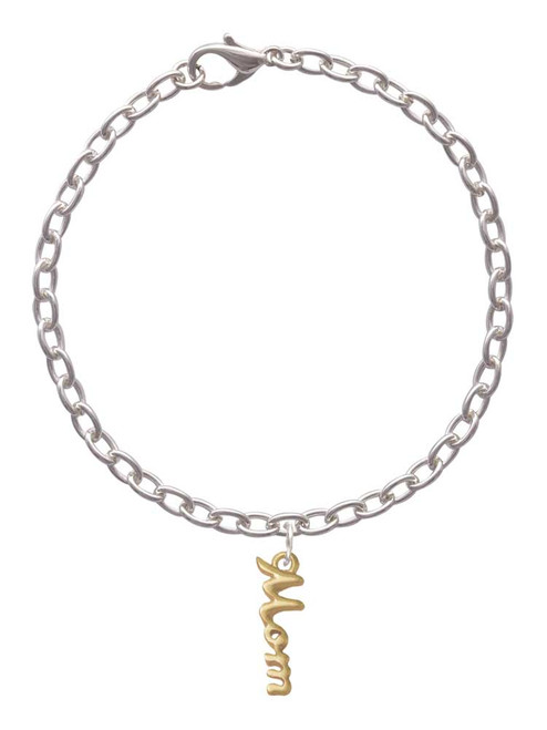 Small Gold Tone Mom Script Charm Bracelet