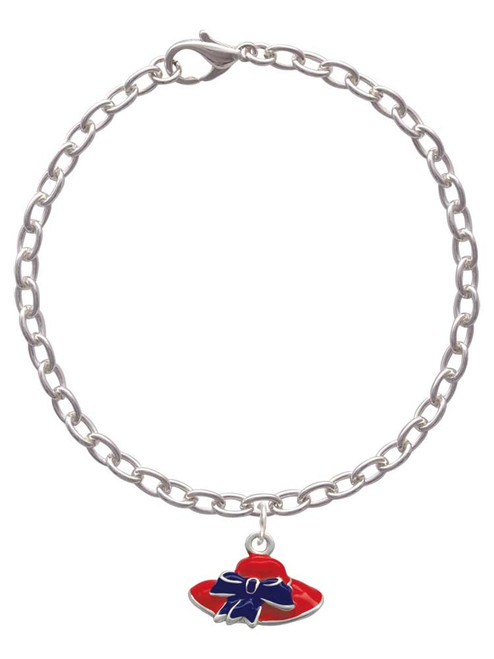 Red Hat With Purple Bow Charm Bracelet