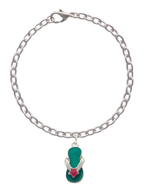 Tropical Blue Flip Flop with Pink Star Charm Bracelet