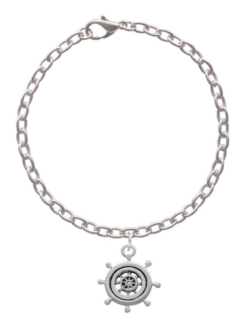 Antiqued Ship Wheel Charm Bracelet