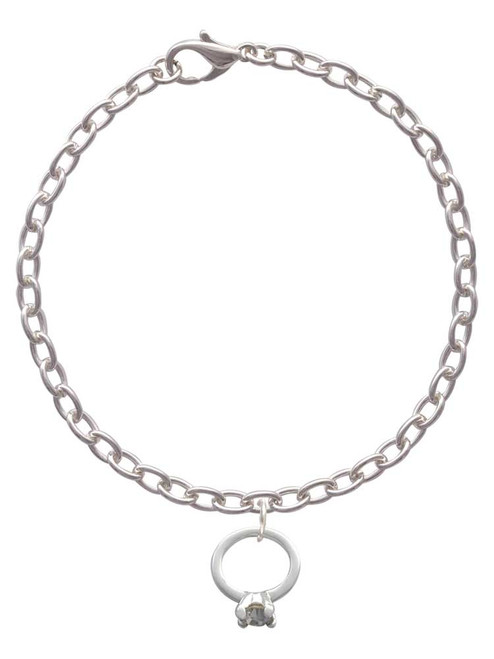 Small Engagement Ring with Crystal Charm Bracelet