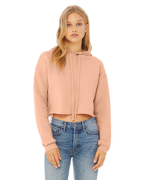 Ladies' Cropped Fleece Hoodie - PEACH - S