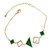 Electroplated Gold Color Chain Bracelet Geometric Rhinestone Charm Bracelet Link Bracelet for Women; Green