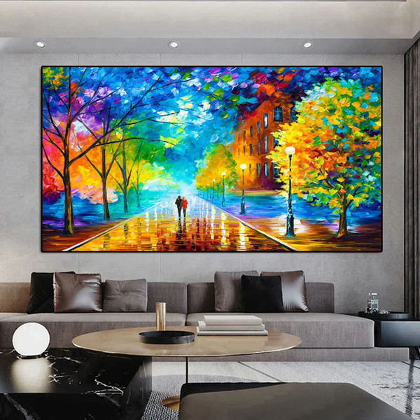 Modern Walking Down The Street Abstract Oil Painting Print On Canvas Nordic Poster Wall Art Picture For Living Room Home Decor