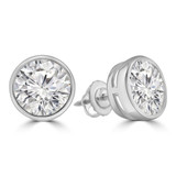3 CTW Round Lab Created Diamond  Bezel Set Stud Earrings in 14K White Gold (MD250151)