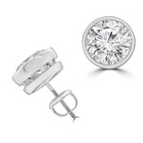 3 CTW Round Lab Created Diamond  Bezel Set Stud Earrings in 14K White Gold (MD250151)