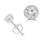 3/4 CTW Round Lab Created Diamond  Bezel Set Stud Earrings in 14K White Gold (MD250153)