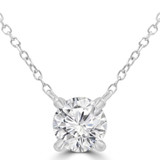 1 1/20 CT Round Lab Created Diamond  4-Prong Pendant Necklace in 14K White Gold (MD250161)