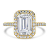 3 1/3 CTW Emerald Lab Created Diamond  Cathedral Radiant Halo Engagement Ring in 14K Yellow Gold (MD250178)