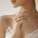 3 2/5 CTW Oval Lab Created Diamond  Rollover Halo Engagement Ring in 14K Yellow Gold with Accents (MD250181)