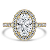 3 2/5 CTW Oval Lab Created Diamond  Rollover Halo Engagement Ring in 14K Yellow Gold with Accents (MD250181)