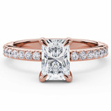 2 1/10 CTW Radiant Lab Created Diamond  Hidden Halo Solitaire with Accents Engagement Ring in 14K Rose  Gold (MD250182)