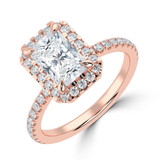 2 1/2 CTW Radiant Lab Created Diamond  Radiant Halo Engagement Ring in 14K Rose  Gold (MD250183)