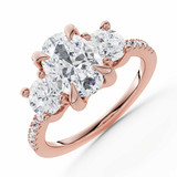 3 3/8 CTW Oval Lab Created Diamond  Three-Stone Engagement Ring in 14K Rose  Gold with Accents (MD250185)