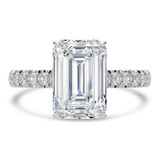 4 7/8 CTW Emerald Lab Created Diamond  Hidden Halo Solitaire with Accents Engagement Ring in 14K White Gold (MD250187)