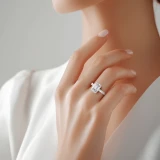 4 7/8 CTW Emerald Lab Created Diamond  Hidden Halo Solitaire with Accents Engagement Ring in 14K White Gold (MD250187)