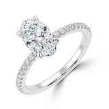 2 1/3 CTW Oval Lab Created Diamond  Solitaire with Accents Engagement Ring in 14K White Gold (MD250188)