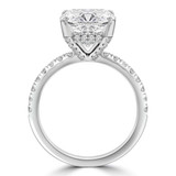 4 3/5 CTW Cushion Lab Created Diamond  Hidden Halo Solitaire with Accents Engagement Ring in 18K White Gold (MD250191)