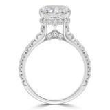 4 1/2 CTW Cushion Lab Created Diamond  Cathedral Hidden Halo Solitaire with Accents Engagement Ring in 18K White Gold (MD250192)