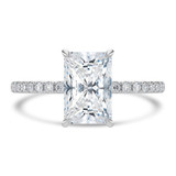 4 1/3 CTW Radiant Lab Created Diamond  Hidden Halo Solitaire with Accents Engagement Ring in 14K White Gold (MD250194)
