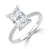 4 1/3 CTW Radiant Lab Created Diamond  Hidden Halo Solitaire with Accents Engagement Ring in 14K White Gold (MD250194)