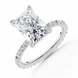 2 7/8 CTW Radiant Lab Created Diamond  Solitaire with Accents Engagement Ring in 14K White Gold (MD250195)
