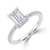 2 3/4 CTW Emerald Lab Created Diamond  Hidden Halo Solitaire with Accents Engagement Ring in 14K White Gold (MD250196)