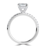 2 3/4 CTW Emerald Lab Created Diamond  Hidden Halo Solitaire with Accents Engagement Ring in 14K White Gold (MD250196)