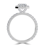 3 1/10 CTW Emerald Lab Created Diamond  Radiant Halo Engagement Ring in 14K White Gold with Accents (MD250202)