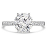 2 3/5 CTW Round Lab Created Diamond  Hidden Halo Cathedral Solitaire with Accents Engagement Ring in 18K White Gold (MD250224)