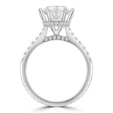 2 3/5 CTW Round Lab Created Diamond  Hidden Halo Cathedral Solitaire with Accents Engagement Ring in 18K White Gold (MD250224)