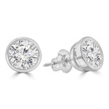 1 1/20 CTW Round Lab Created Diamond  Bezel Set Stud Earrings in 14K White Gold (MD250226)