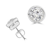 1 1/20 CTW Round Lab Created Diamond  Bezel Set Stud Earrings in 14K White Gold (MD250226)