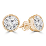 2 1/10 CTW Round Lab Created Diamond  Bezel Set Stud Earrings in 14K Yellow Gold (MD250227)