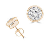 1 1/10 CTW Round Lab Created Diamond  Bezel Set Stud Earrings in 14K Yellow Gold (MD250228)
