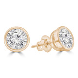 1 1/10 CTW Round Lab Created Diamond  Bezel Set Stud Earrings in 14K Yellow Gold (MD250229)